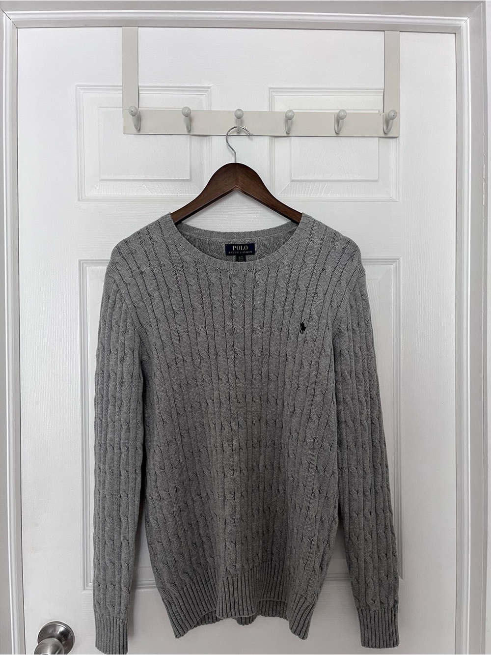 Polo by Ralph Lauren Heather Gray Cable Crewneck Sweater
